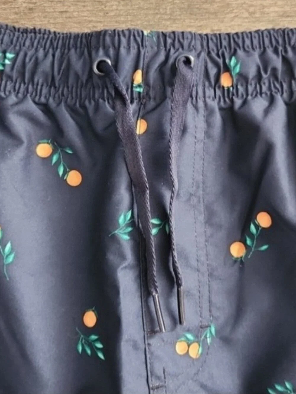 Mens Size Large Old Navy Navy Swim Trunks with Orange Print